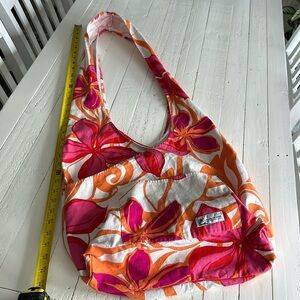 Local designs, hibiscus, tropical shoulder beach bag in the soft canvas